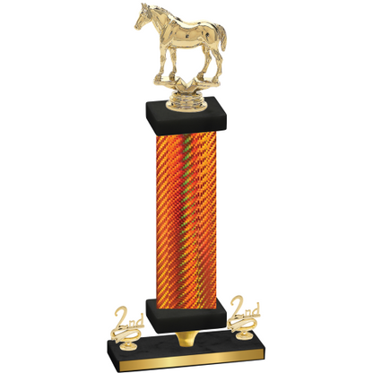Premium Single Orange Carbon Fiber Second Place Horses Trophy
