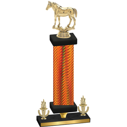 Premium Single Orange Carbon Fiber Victory Horses Trophy