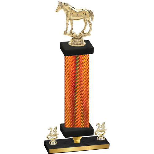 Premium Single Orange Carbon Fiber Year Horses Trophy