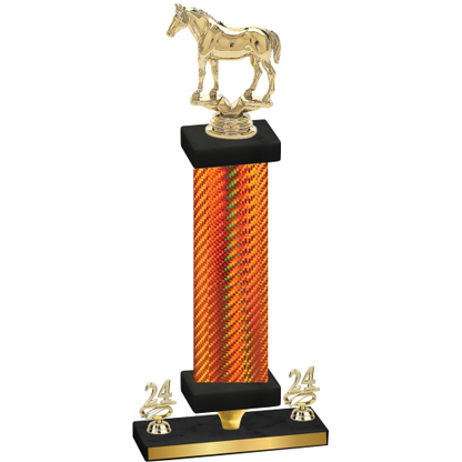 Premium Single Orange Carbon Fiber Year Horses Trophy
