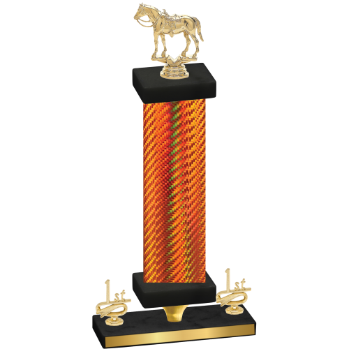 Premium Single Orange Carbon Fiber First Place Horses Trophy