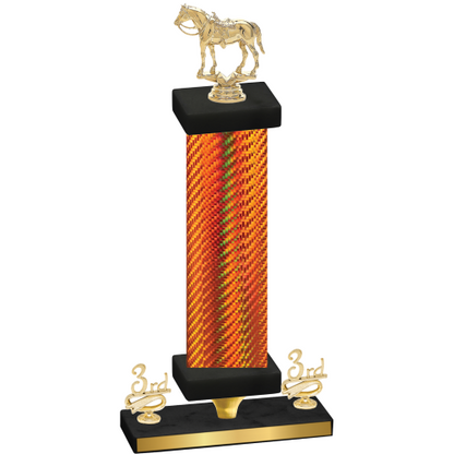 Premium Single Orange Carbon Fiber Third Place Horses Trophy