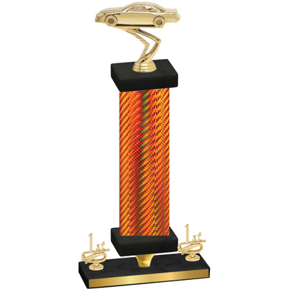 Premium Single Orange Carbon Fiber First Place Cars Trophy