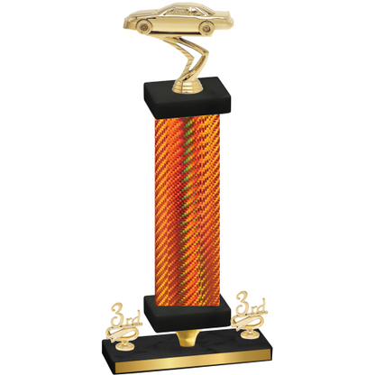 Premium Single Orange Carbon Fiber Third Place Cars Trophy