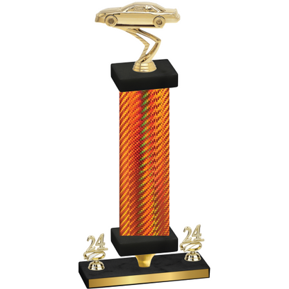 Premium Single Orange Carbon Fiber Year Cars Trophy