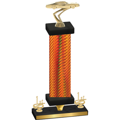 Premium Single Orange Carbon Fiber First Place Cars Trophy