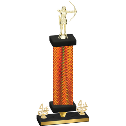 Premium Single Orange Carbon Fiber Fourth Place Archery Trophy