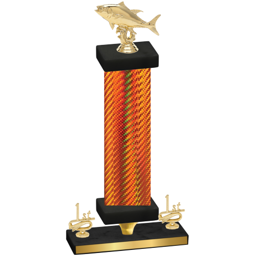 Premium Single Orange Carbon Fiber First Place Fishing Trophy