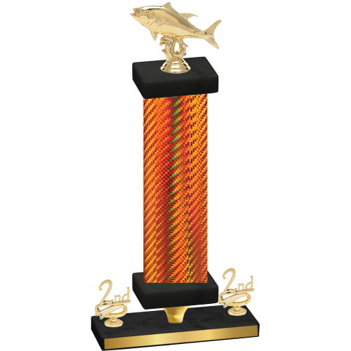 Premium Single Orange Carbon Fiber Second Place Fishing Trophy