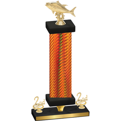 Premium Single Orange Carbon Fiber Second Place Fishing Trophy