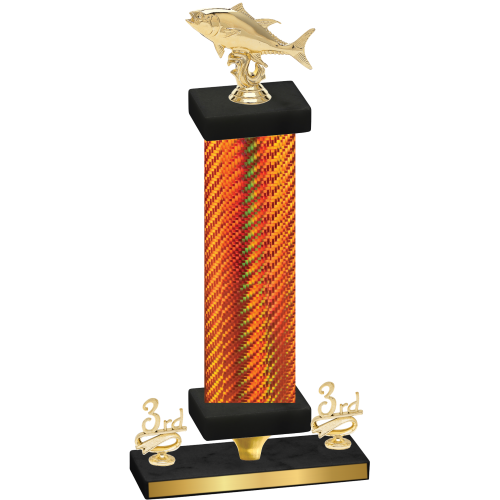 Premium Single Orange Carbon Fiber Third Place Fishing Trophy