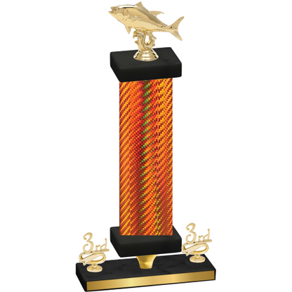 Premium Single Orange Carbon Fiber Third Place Fishing Trophy