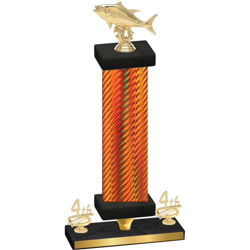 Premium Single Orange Carbon Fiber Fourth Place Fishing Trophy