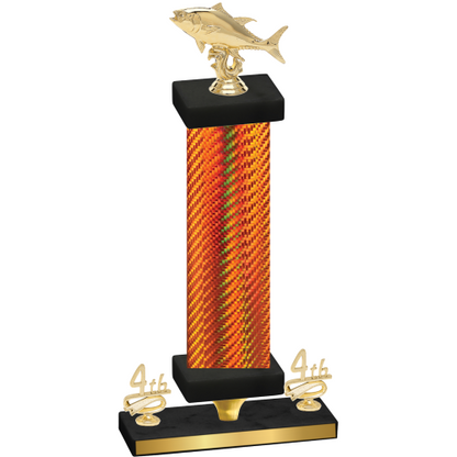 Premium Single Orange Carbon Fiber Fourth Place Fishing Trophy