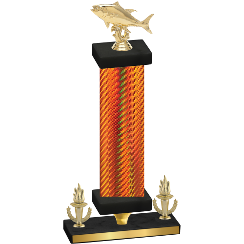 Premium Single Orange Carbon Fiber Victory Fishing Trophy