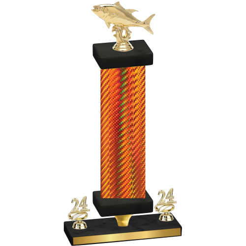 Premium Single Orange Carbon Fiber Year Fishing Trophy