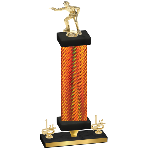 Premium Single Orange Carbon Fiber First Place Shooter Trophy