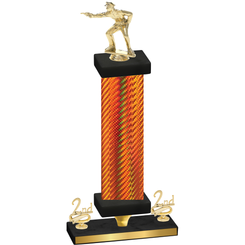 Premium Single Orange Carbon Fiber Second Place Shooter Trophy
