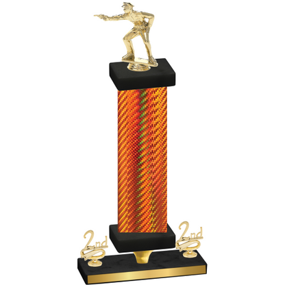 Premium Single Orange Carbon Fiber Second Place Shooter Trophy