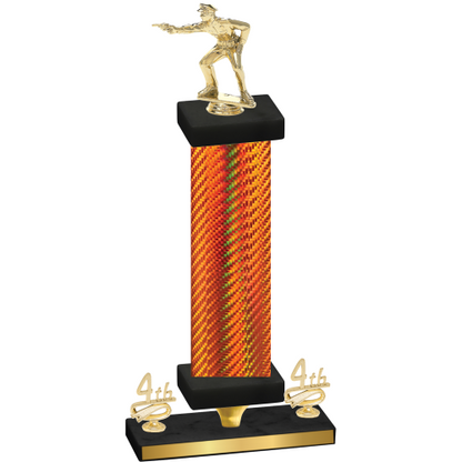 Premium Single Orange Carbon Fiber Fourth Place Shooter Trophy