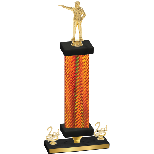 Premium Single Orange Carbon Fiber Second Place Shooter Trophy