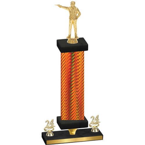 Premium Single Orange Carbon Fiber Year Shooter Trophy