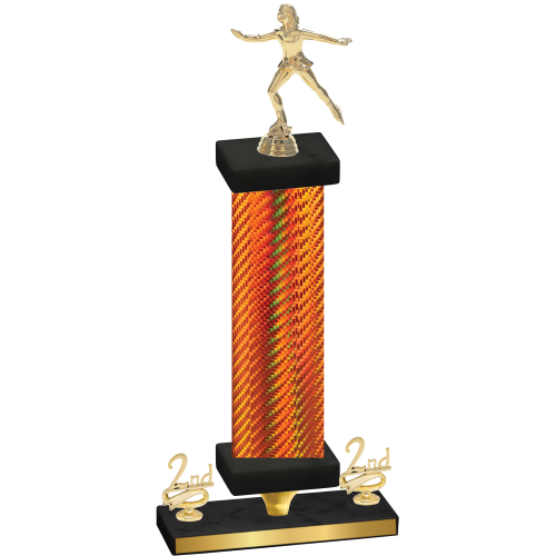 Premium Single Orange Carbon Fiber Second Place Skater Trophy