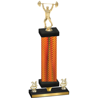 Premium Single Orange Carbon Fiber Year Weights Trophy