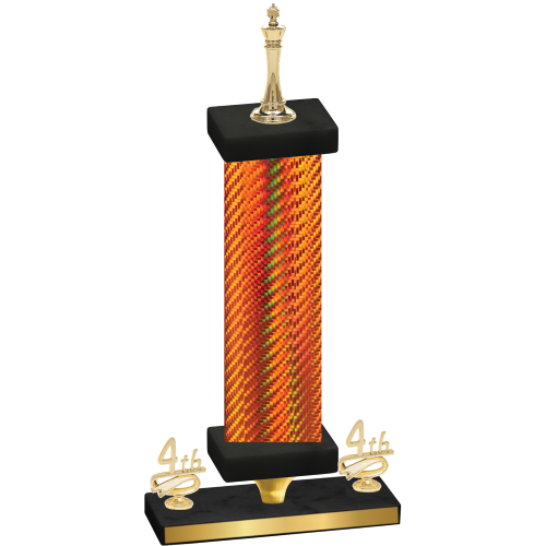 Premium Single Orange Carbon Fiber Fourth Place Chess Trophy