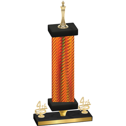Premium Single Orange Carbon Fiber Fourth Place Chess Trophy