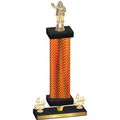 Premium Single Orange Carbon Fiber Fourth Place Holiday Trophy