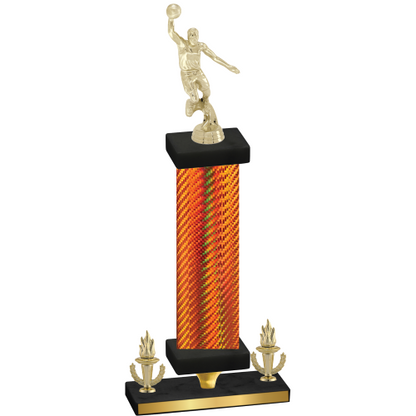 Premium Single Orange Carbon Fiber Victory Basketball Trophy
