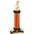 Premium Single Orange Carbon Fiber Second Place Flag Football Trophy