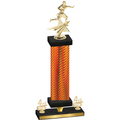 Premium Single Orange Carbon Fiber Fourth Place Flag Football Trophy