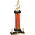 Premium Single Orange Carbon Fiber Year Flag Football Trophy