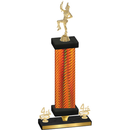 Premium Single Orange Carbon Fiber Fourth Place Majorette Trophy