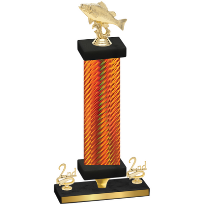Premium Single Orange Carbon Fiber Second Place Fishing Trophy