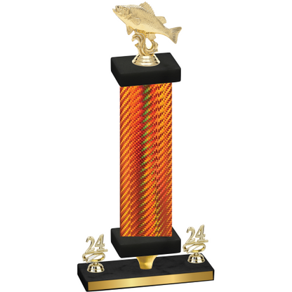 Premium Single Orange Carbon Fiber Year Fishing Trophy