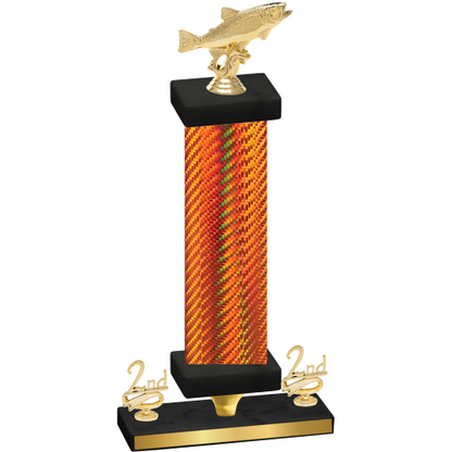 Premium Single Orange Carbon Fiber Second Place Fishing Trophy