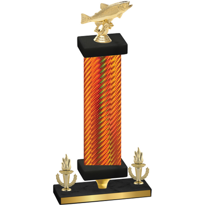 Premium Single Orange Carbon Fiber Victory Fishing Trophy