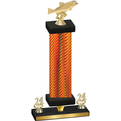 Premium Single Orange Carbon Fiber Year Fishing Trophy
