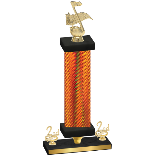 Premium Single Orange Carbon Fiber Second Place Music Trophy