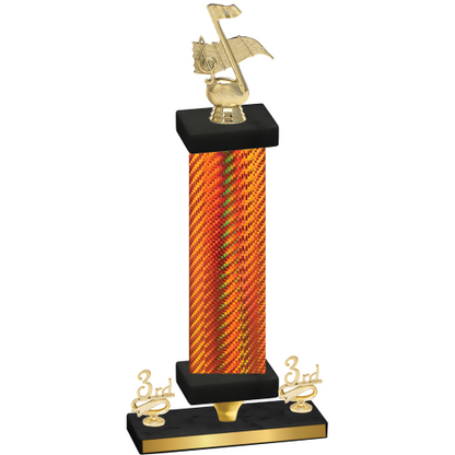 Premium Single Orange Carbon Fiber Third Place Music Trophy