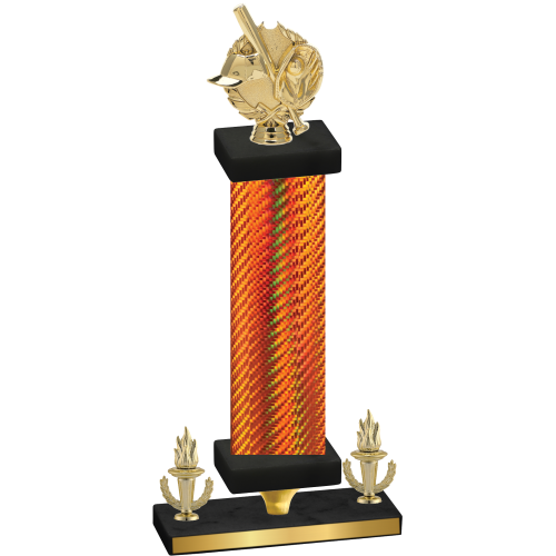 Premium Single Orange Carbon Fiber Victory Baseball Trophy