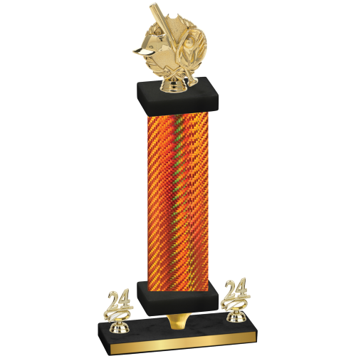 Premium Single Orange Carbon Fiber Year Baseball Trophy