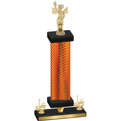 Premium Single Orange Carbon Fiber First Place Academics Trophy