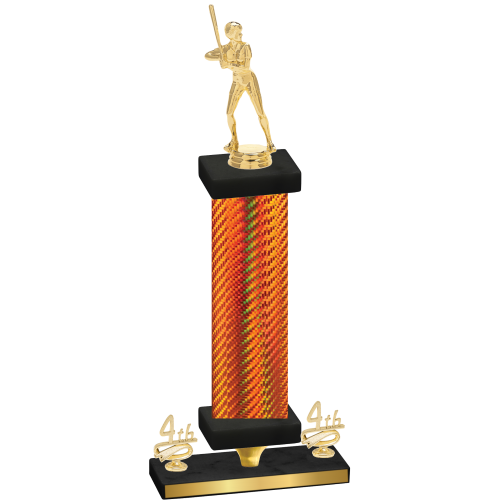 Premium Single Orange Carbon Fiber Fourth Place Softball Trophy