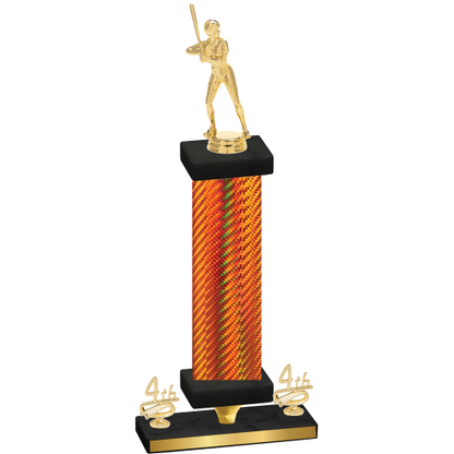 Premium Single Orange Carbon Fiber Fourth Place Softball Trophy