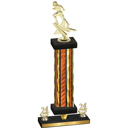 Premium Single Orange Glacier Year Football Trophy