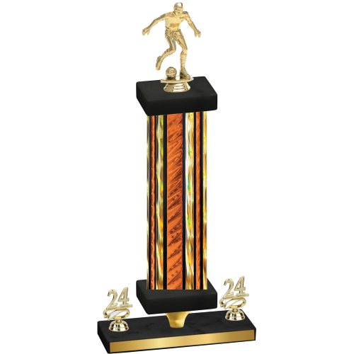 Premium Single Orange Glacier Year Soccer Trophy